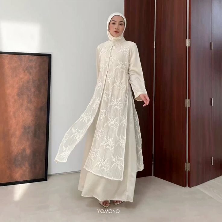 8 Inspirasi Outfit Lebaran 2026 untuk Wanita: Gamis Bini Orang Paling Diminati 4 Outfit Lebaran wanita.