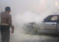 Mobil pemudik terbakar.