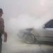 Mobil pemudik terbakar.