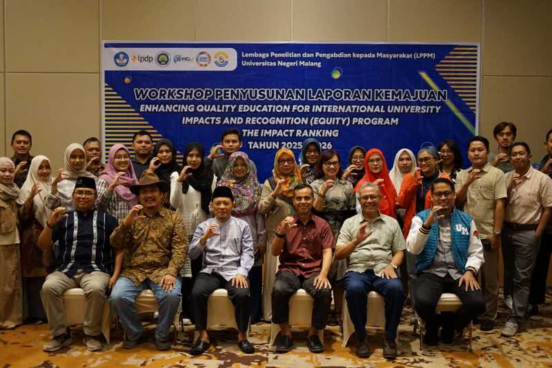 Target Capaian 100 Persen, LPPM UM Workshop Penyusunan Laporan Kemajuan EQUITY THE Impact Ranking 2025-2026 1 LPPM UM.
