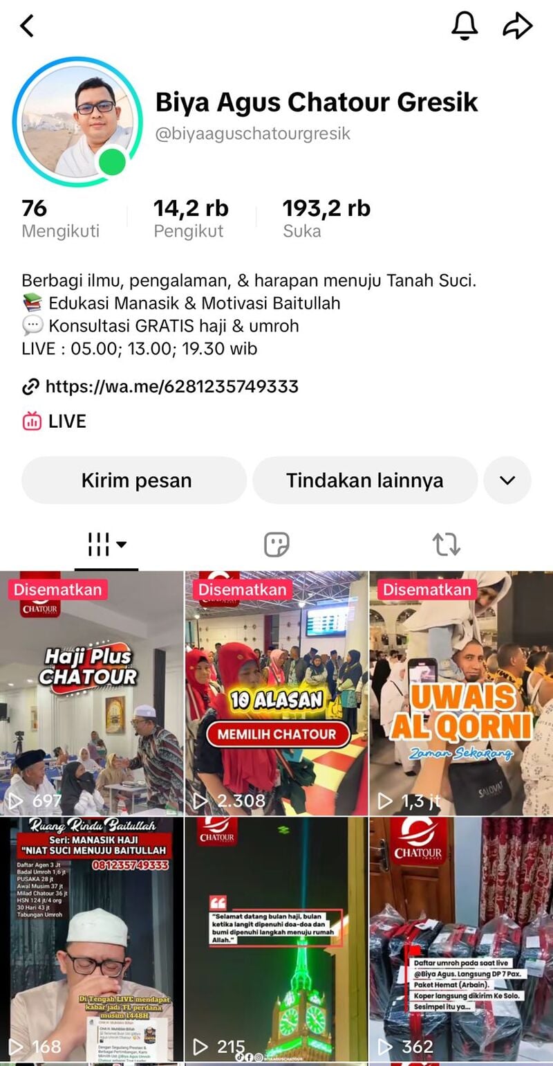 Biya Agus, Magister Fisika yang Viral di TikTok Berkat Pembahasan soal Rezeki bersama Chatour Travel 2 Biya Agus Chatour Travel.