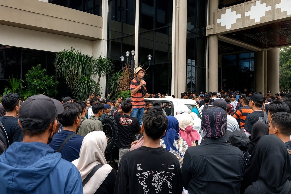 Ribuan Warga Kepung Gedung DPRD Jember Dukung Program MBG, Rapat Paripurna Dua Kali Ditunda 2 Demo DPRD Jember.