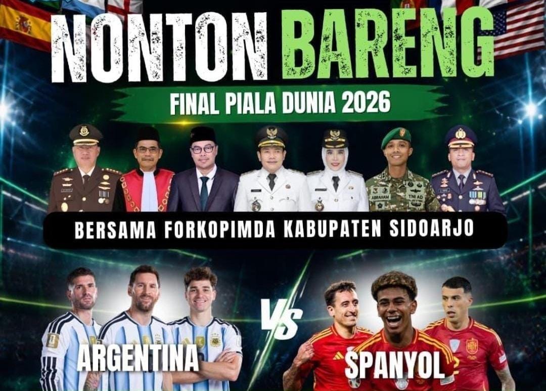 Pemkab Sidoarjo Gelar Nobar Final Piala Dunia 2026, Siapkan Doorprize 4 Paket Umrah 1 Final Piala Dunia.